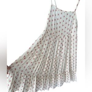 Sim and Sam ivory/pink polka dot dress size M